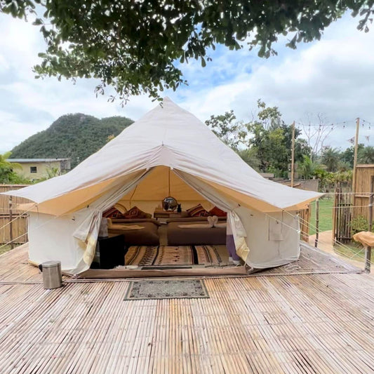 ผ้าคลุมฟรายชีทสำหรับเบลเต็นท์กระโจม Flysheet Bell Tent สำหรับ บังแดด บังฝน ช่วยให้เต็นท์ อายุยาวนานขึ้น ขนาด 3,4,5 เมตร