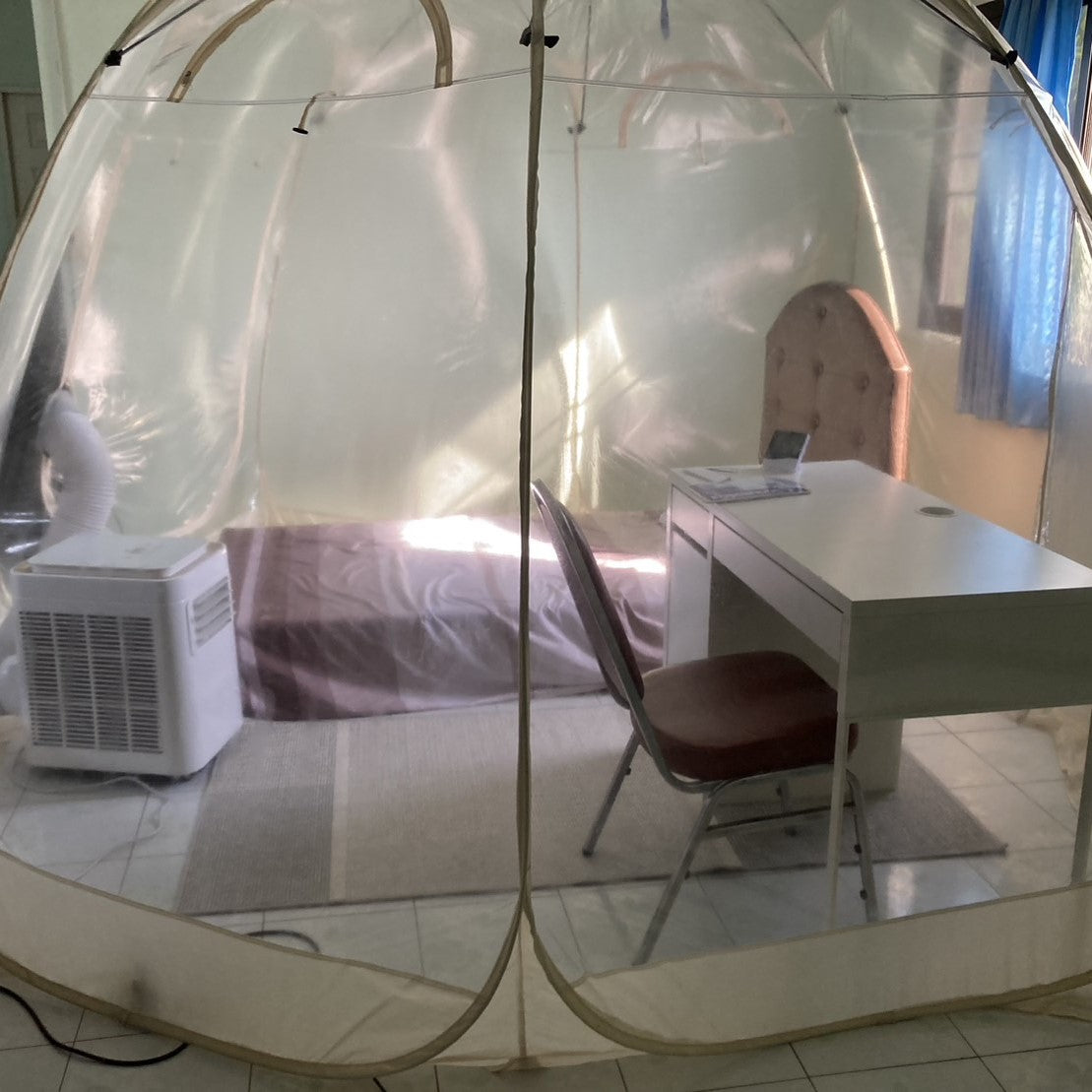 Clear tent with portable air conditioner, dome tent shape, 3.5 meters, Wiman Air.